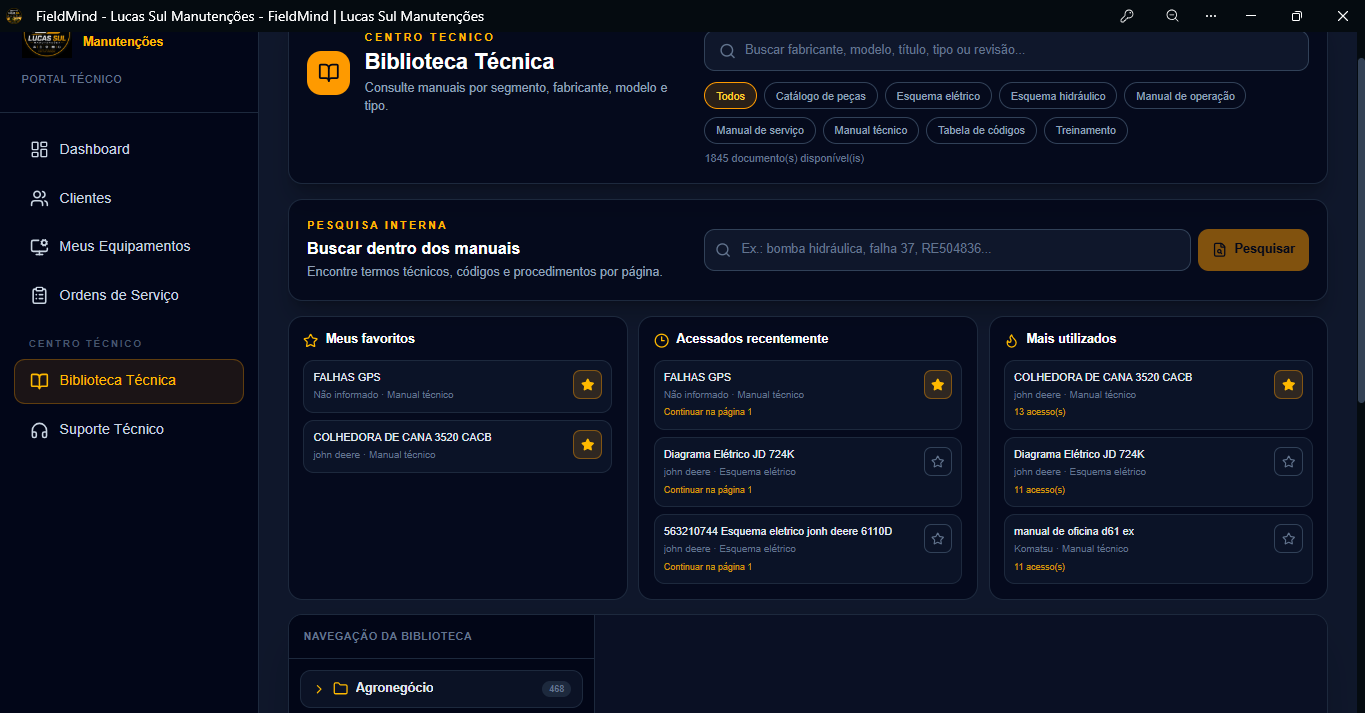 Biblioteca técnica organizada por fabricante no Google Drive